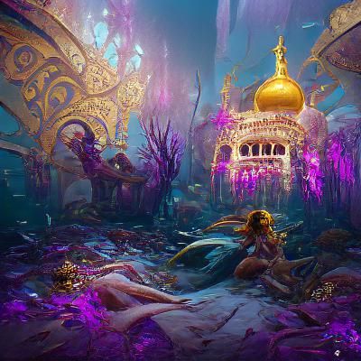 Pearl Palace with Murderous Mermaids: Dark Fantasy Art