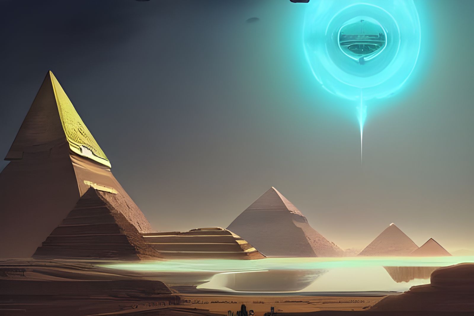 Futuristic Egyptian Sphinx in Planetary Fleet, Matte Paintin...