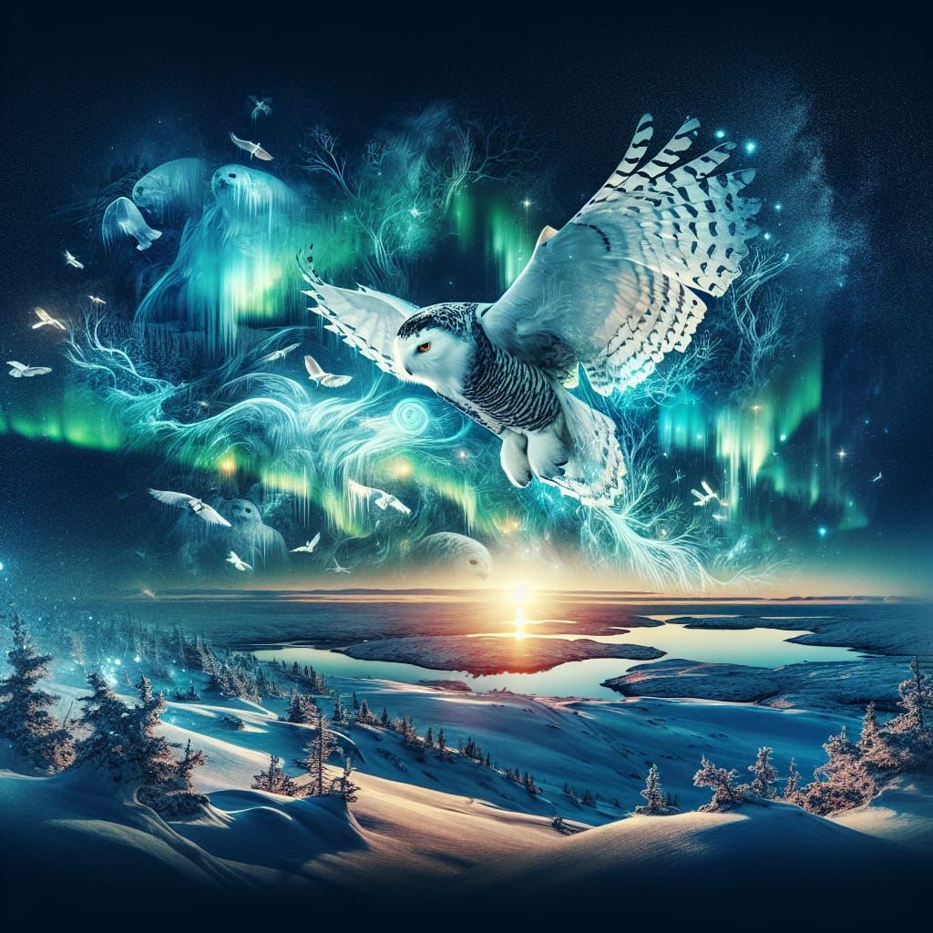 Snow Owl Flight over Arctic Tundra
