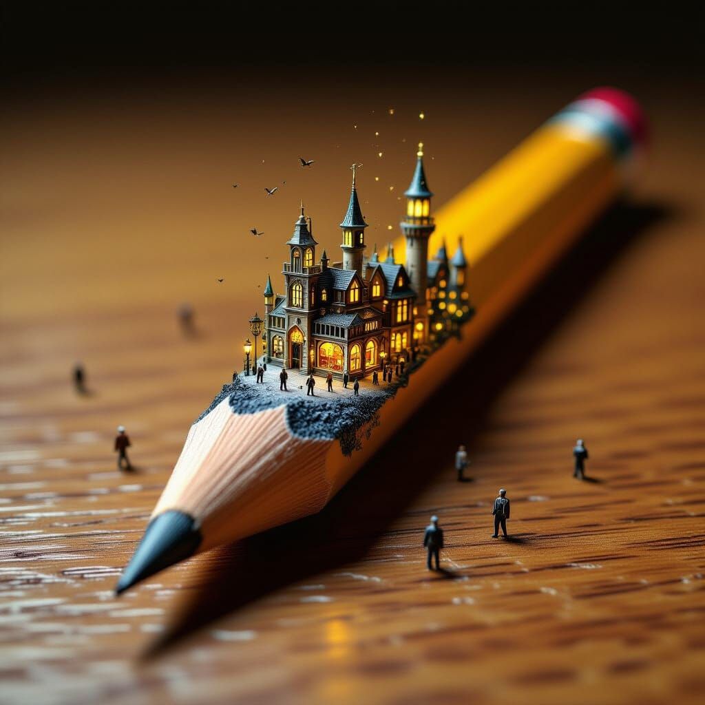 Pencil Tip Transforms Into Miniature Fantasy City