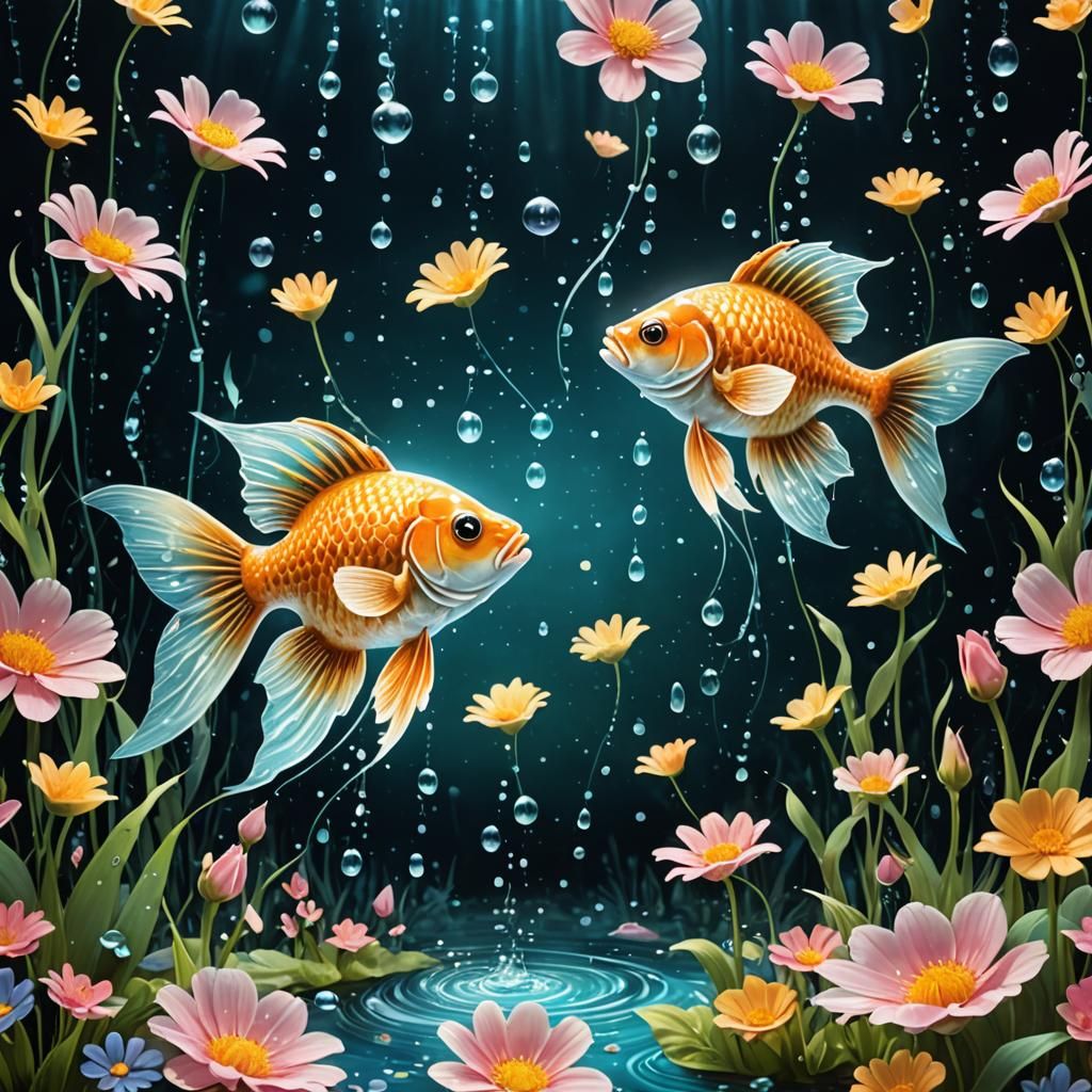 Enchanted Fairytale: Flying Fish and Glowing Flowers