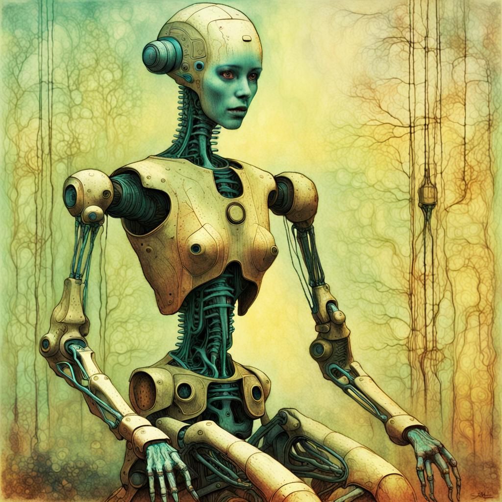 Surreal Robot Nurse in a Chromatic Aberration