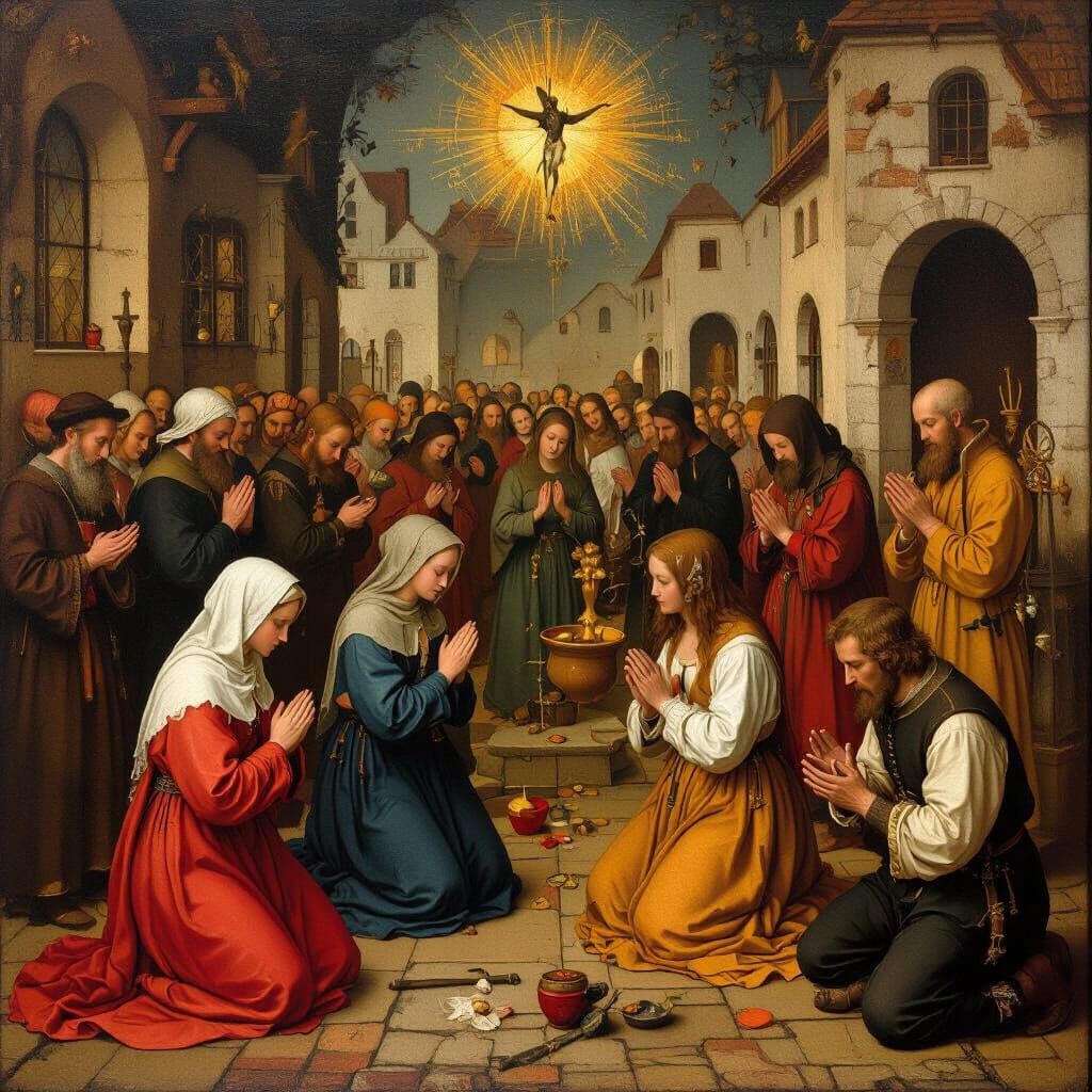 Flemish Renaissance Devotion and Charity Scene