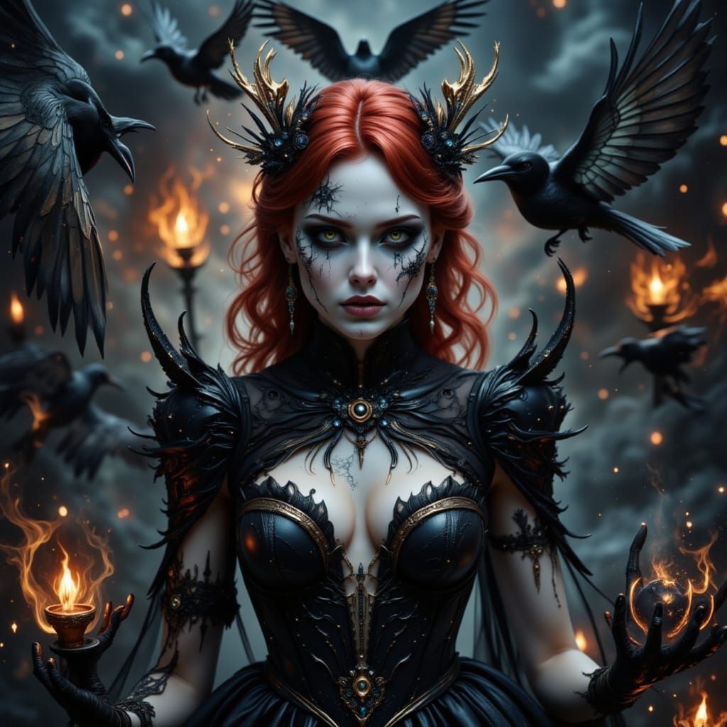 Fae Witch Casting Spell in Hyperkraximalismus Style