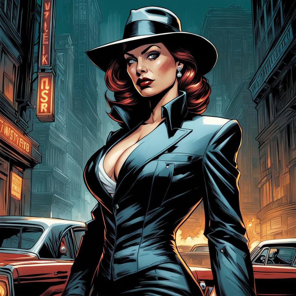 Mobster's Killer Mistress in Comic Book Style