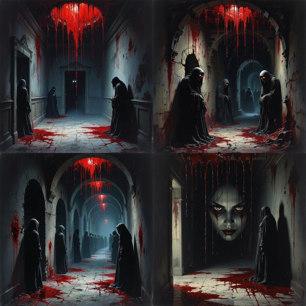 Nightmarish Vision of Lurking Shadows and Dripping Blood