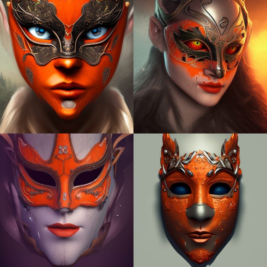 Broken Masquerade Mask with Orange Eyes