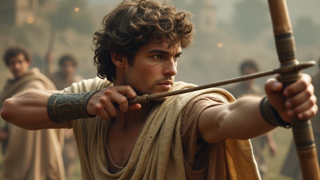 David in Mid-Swing with Sling Extended, Hyperrealistic and D...