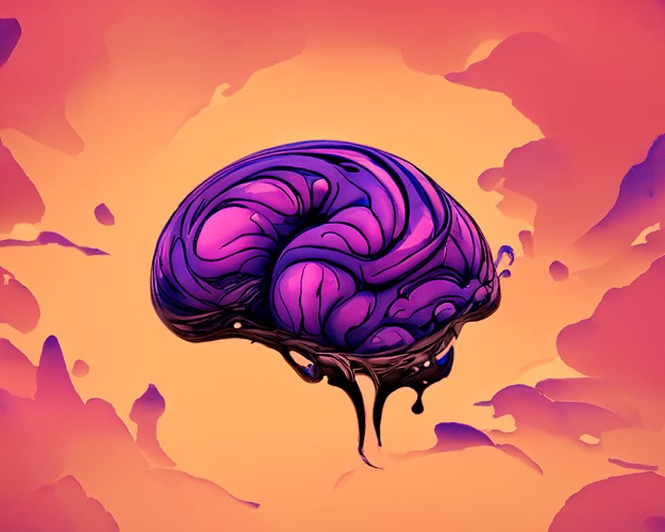 All Knowing Purple Brain in Surreal Digital Art