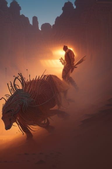 Desert Bounty Hunter: Hyperdetailed Concept Art