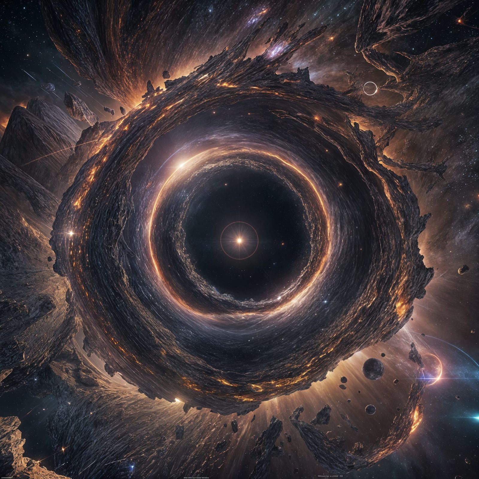 Dramatic Black Hole Surrounded by Light, 3D Render