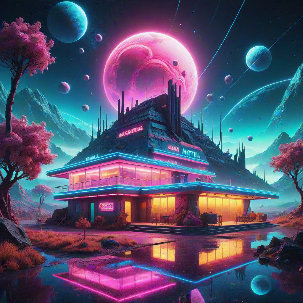 Retro-Futuristic Oasis on a Celestial Highway