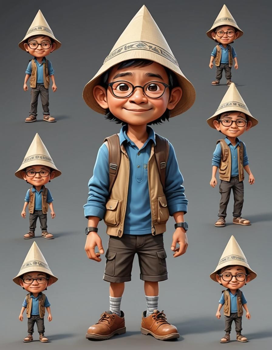 Unique 3D Caricature with Big Head and Trendy Style