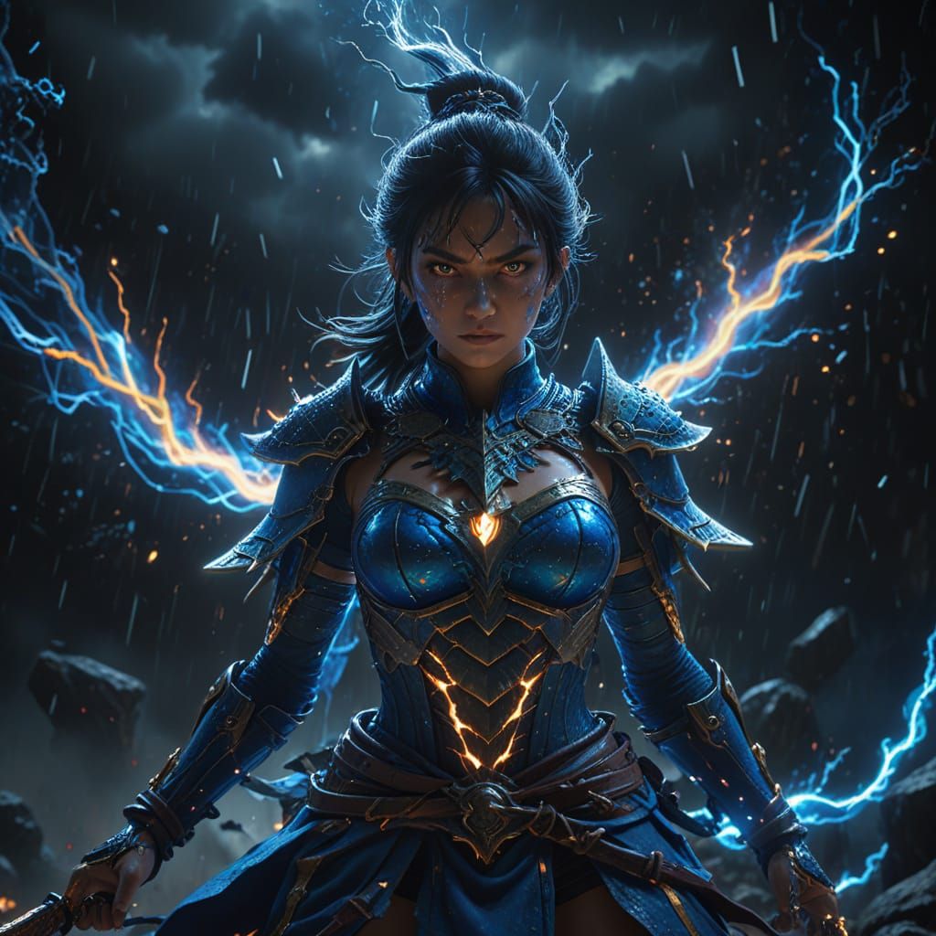 mysterious dragon priestess summoning power during a dbz style battle