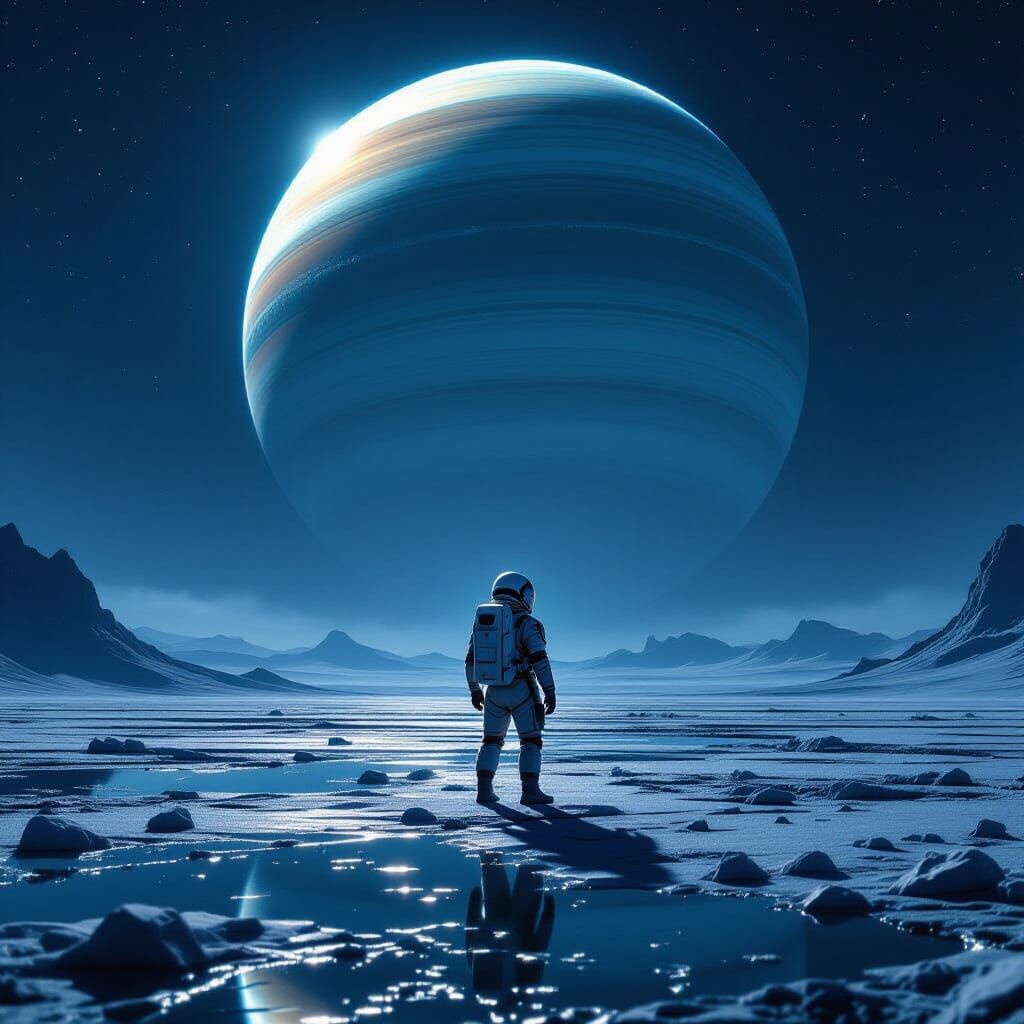 Astronaut Gazing at Gas Giant in Sci-Fi Style