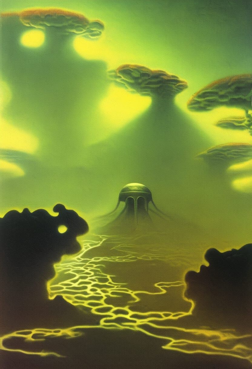 Desert Post-Apocalyptic Woman Rides Horse, Fleeing Alien Hum...