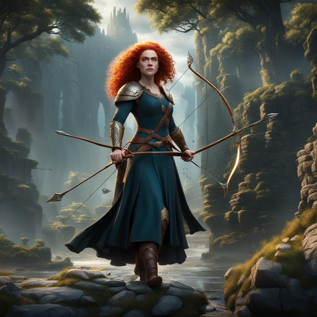 Merida with Bow and Arrows: Detailed Matte Painting