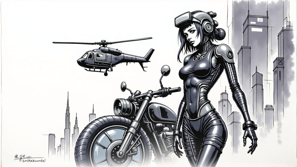 Cyborg Rider Embarks on Futuristic Adventure