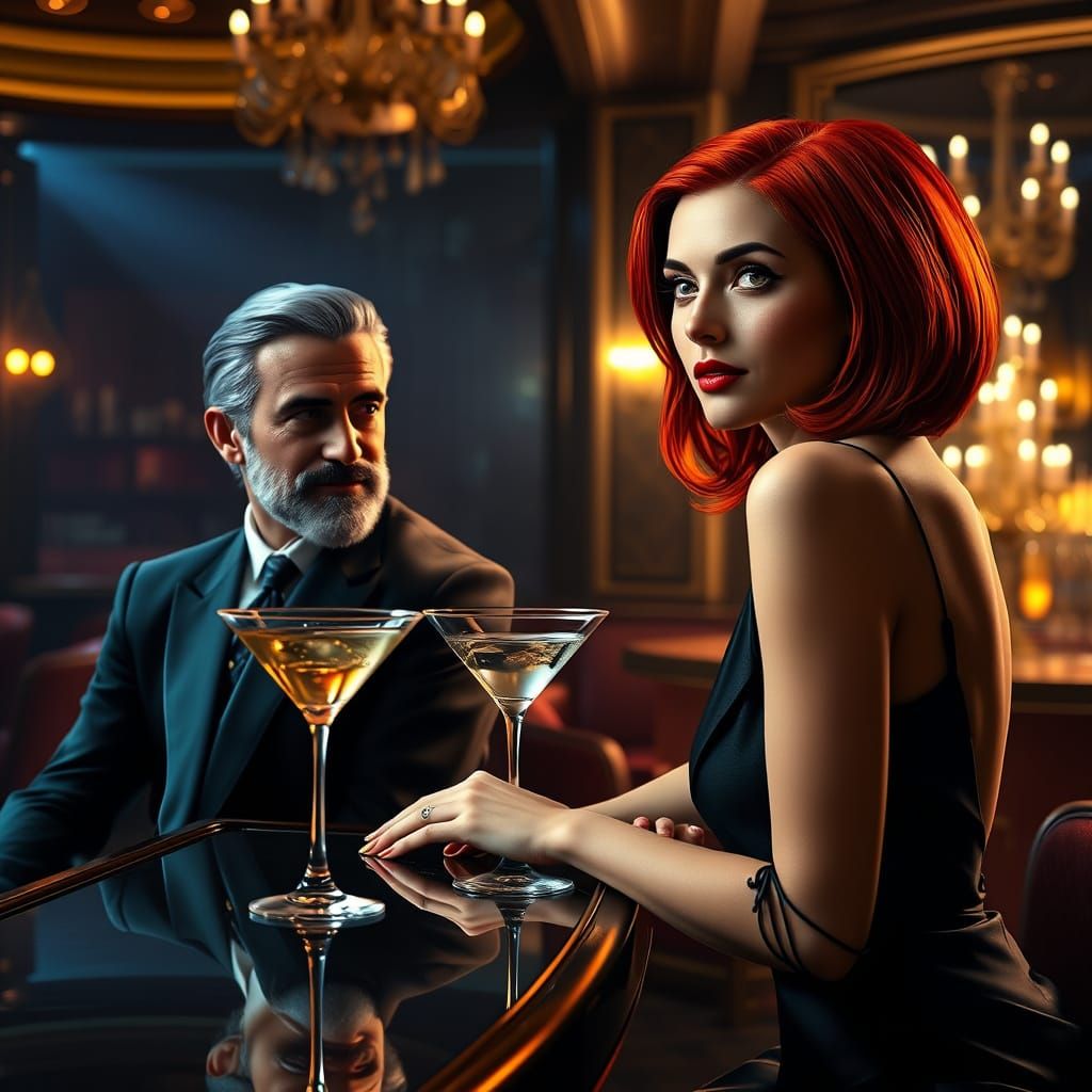 Sophisticated Jazz Club Scene in Rich Golds and Deep Blues