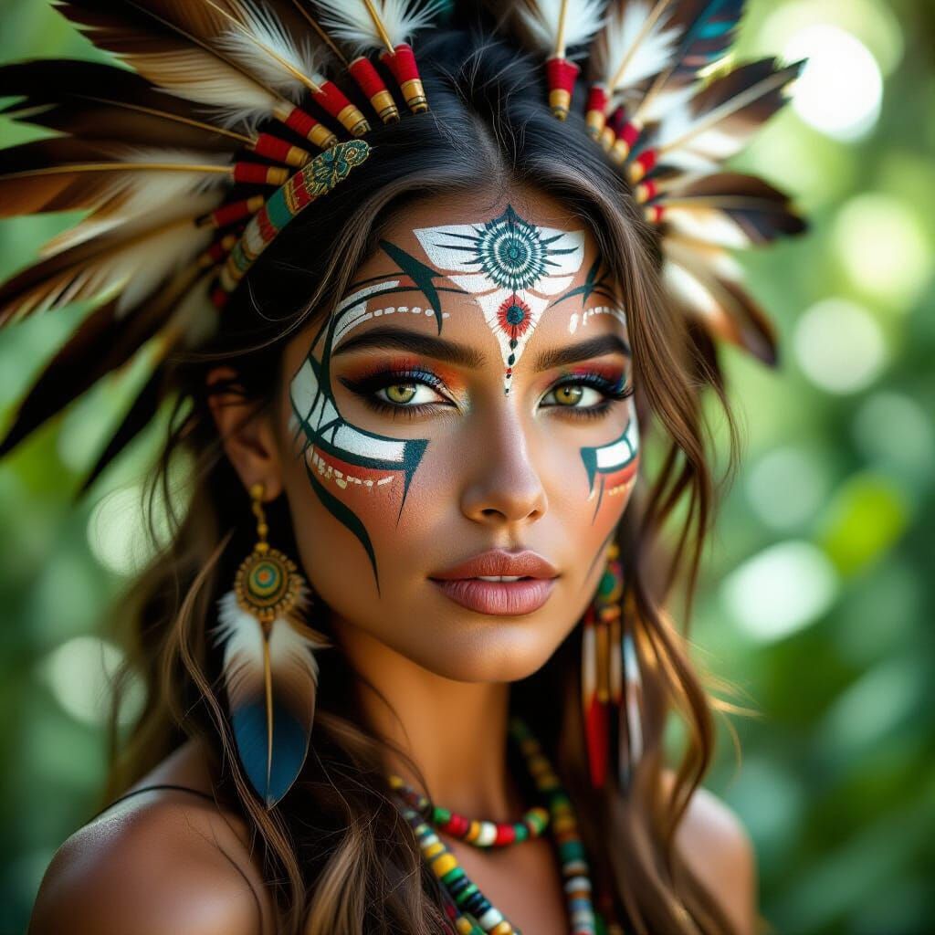 Tribal Woman in Rainforest: Hyperrealistic Fantasy Portrait