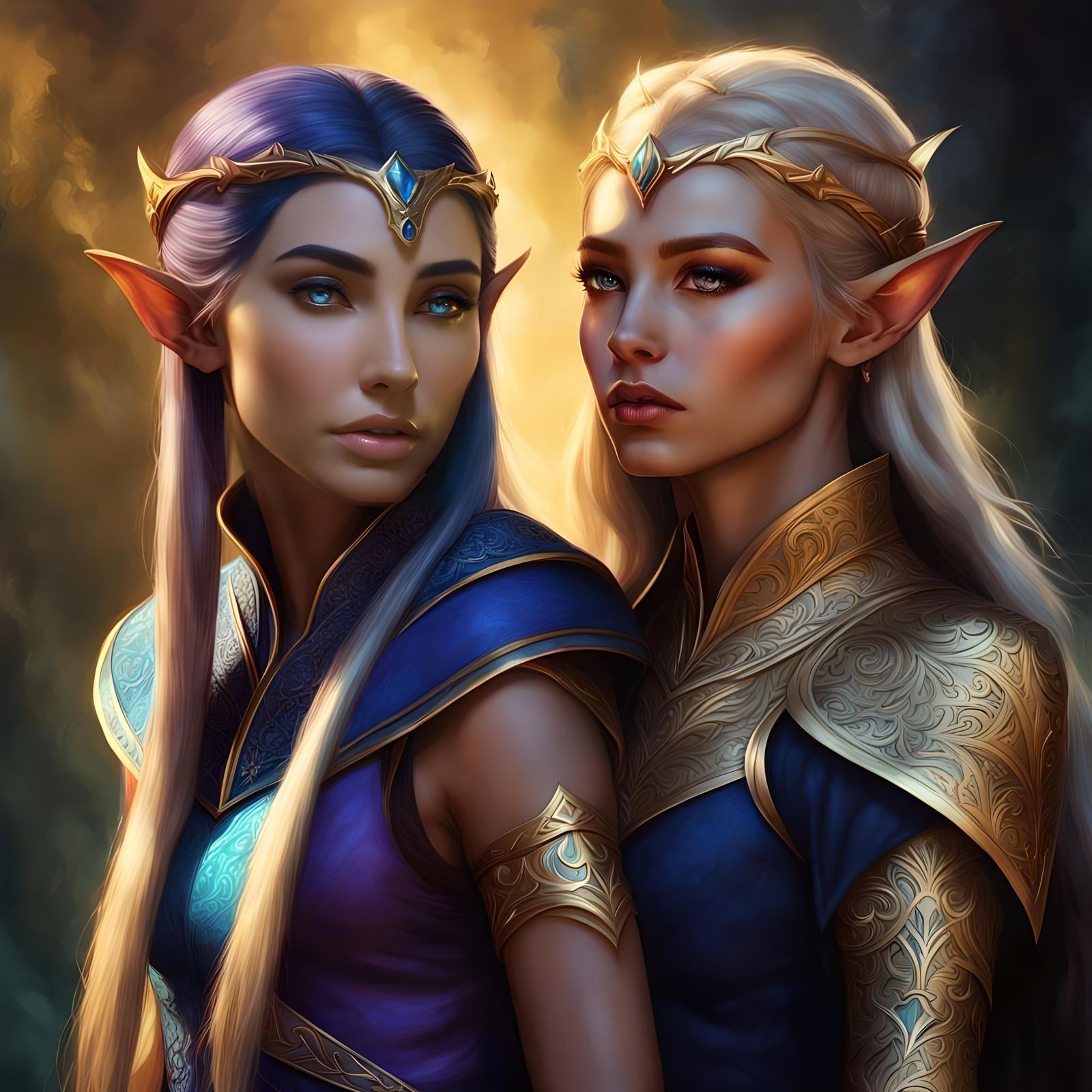 Elven Comfort: Golden Blonde Half-Elf Portrait