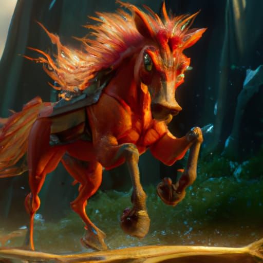 Fantastical Red Horse Concept Art
