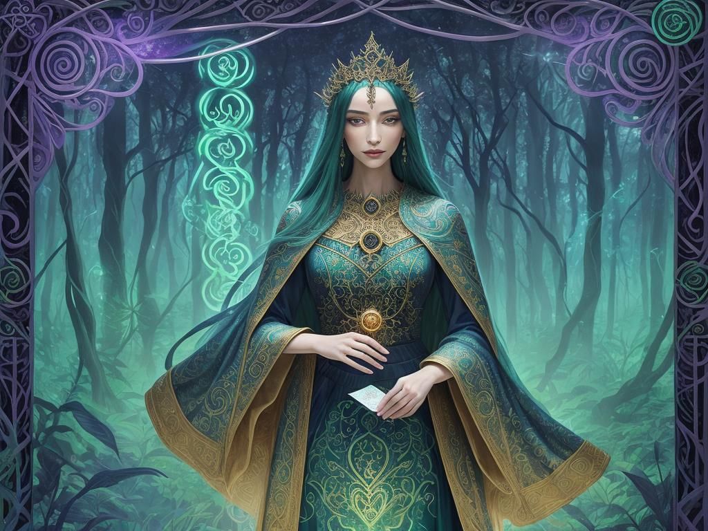 Enchanted Forest Sorceress Tarot Card