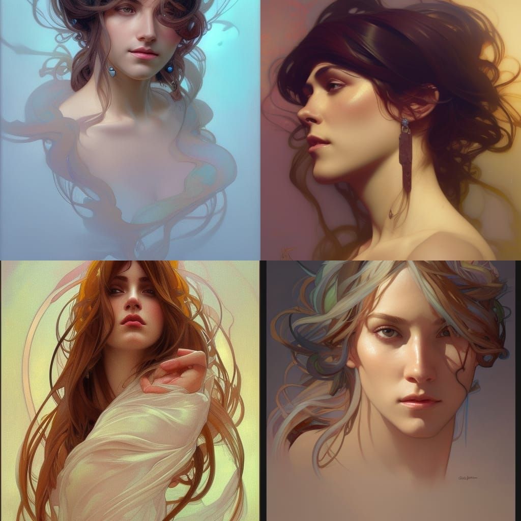 Art Nouveau Portrait in Dynamic Lighting