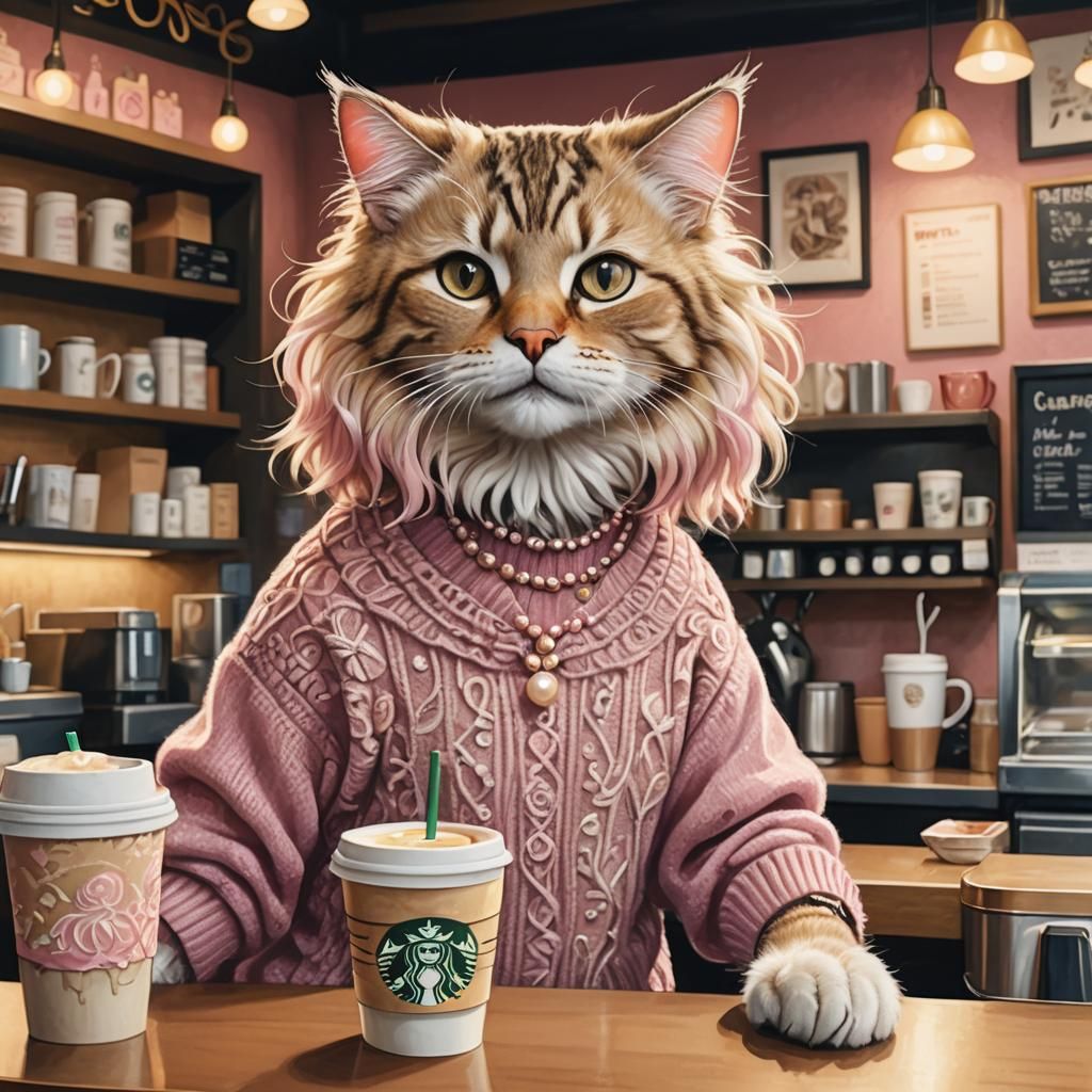 Tabby Cat as 'Karen' in Whimsical Art