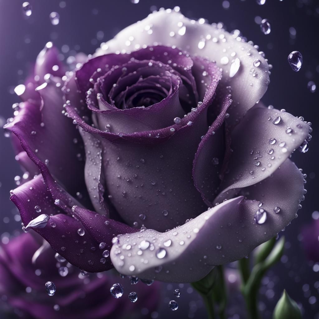 Eustoma Roses with Dew Drops: Detailed Matte Painting