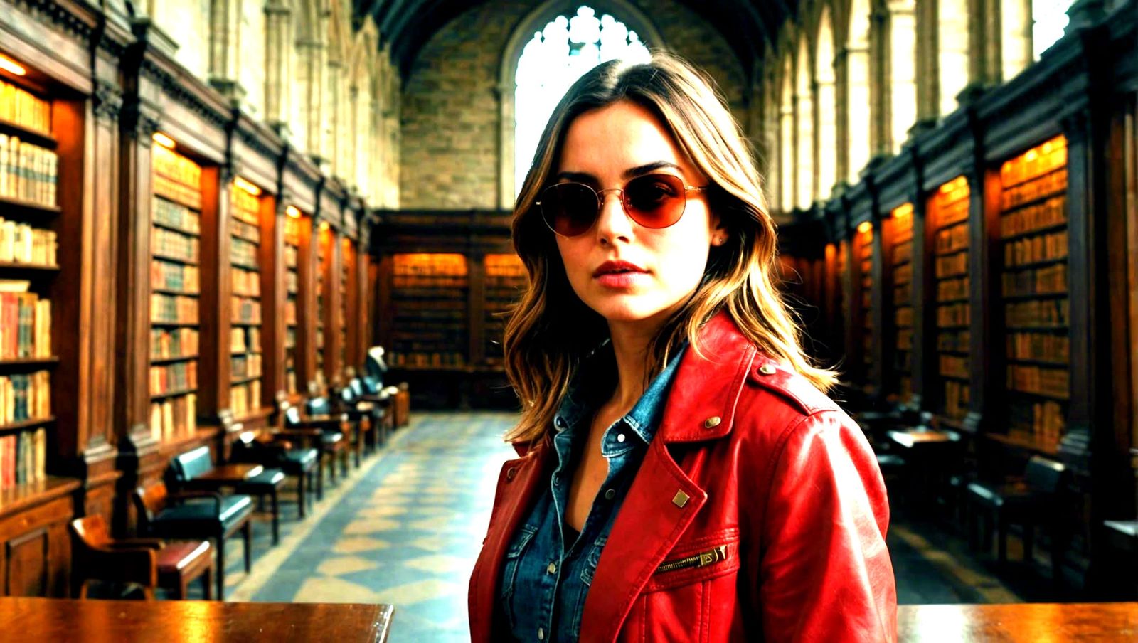 Ana De Armas Filmic Scene in Trinity College Library