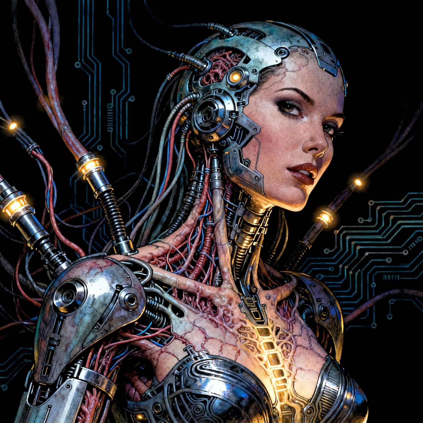 Cybernetic Woman Blurring Organic and Artificial Lines