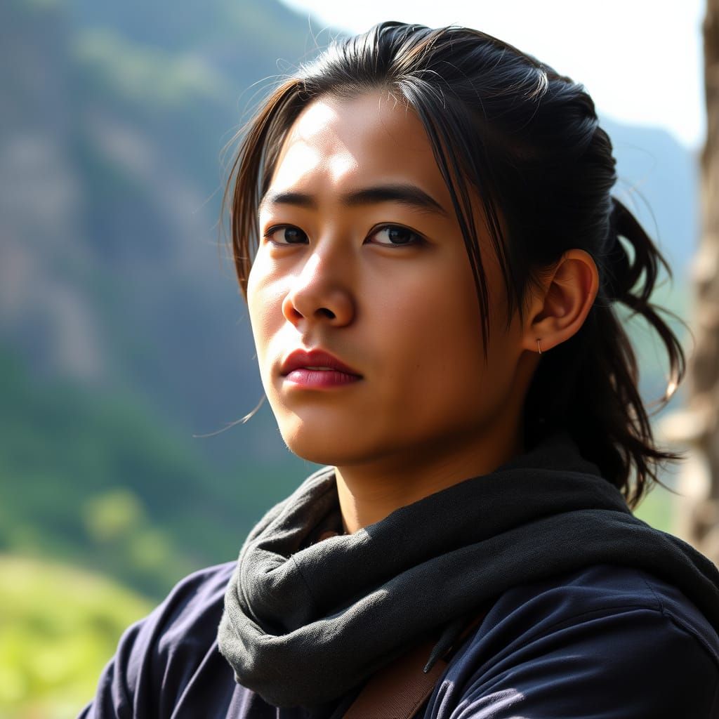 Soulful Filipino Youth with Devout Expression