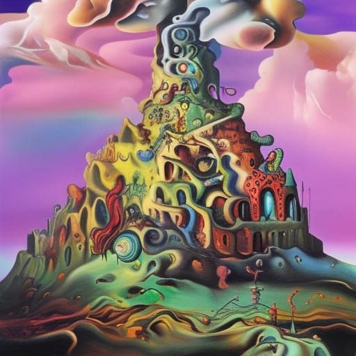 Zombiecore Castle Tower in Surrealist Style