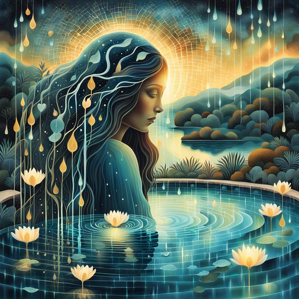 Glowing Bio Art Collage of a Woman's Self-Improvement