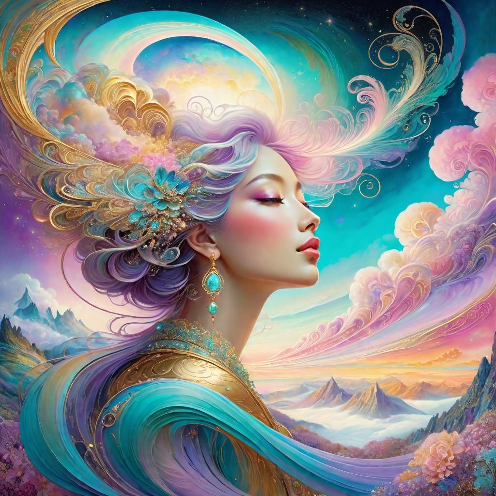 Pastel Dreamscape: Swirling Clouds in Magical Fantasy