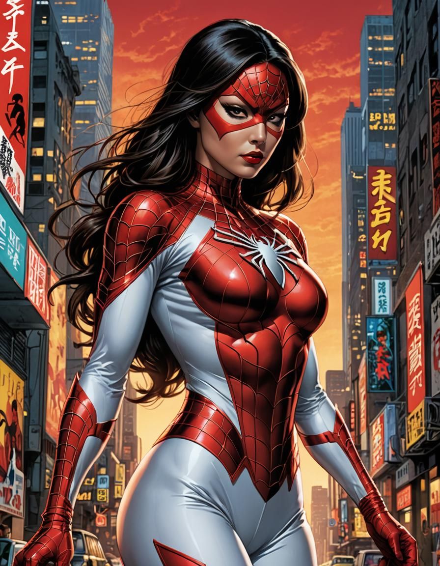 Japanese Spider-Woman Comic Book Art