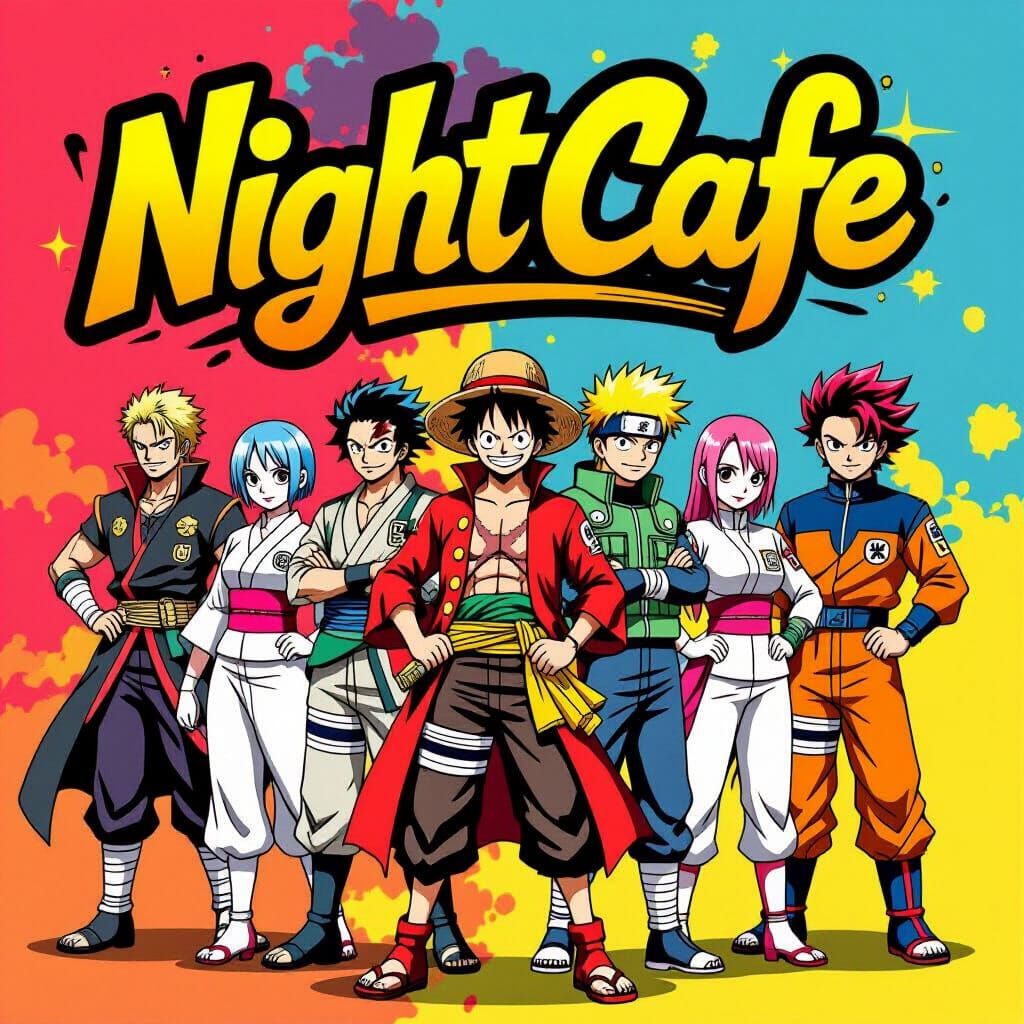 Cartoon Heroes Assemble with Graffiti Text Overlay