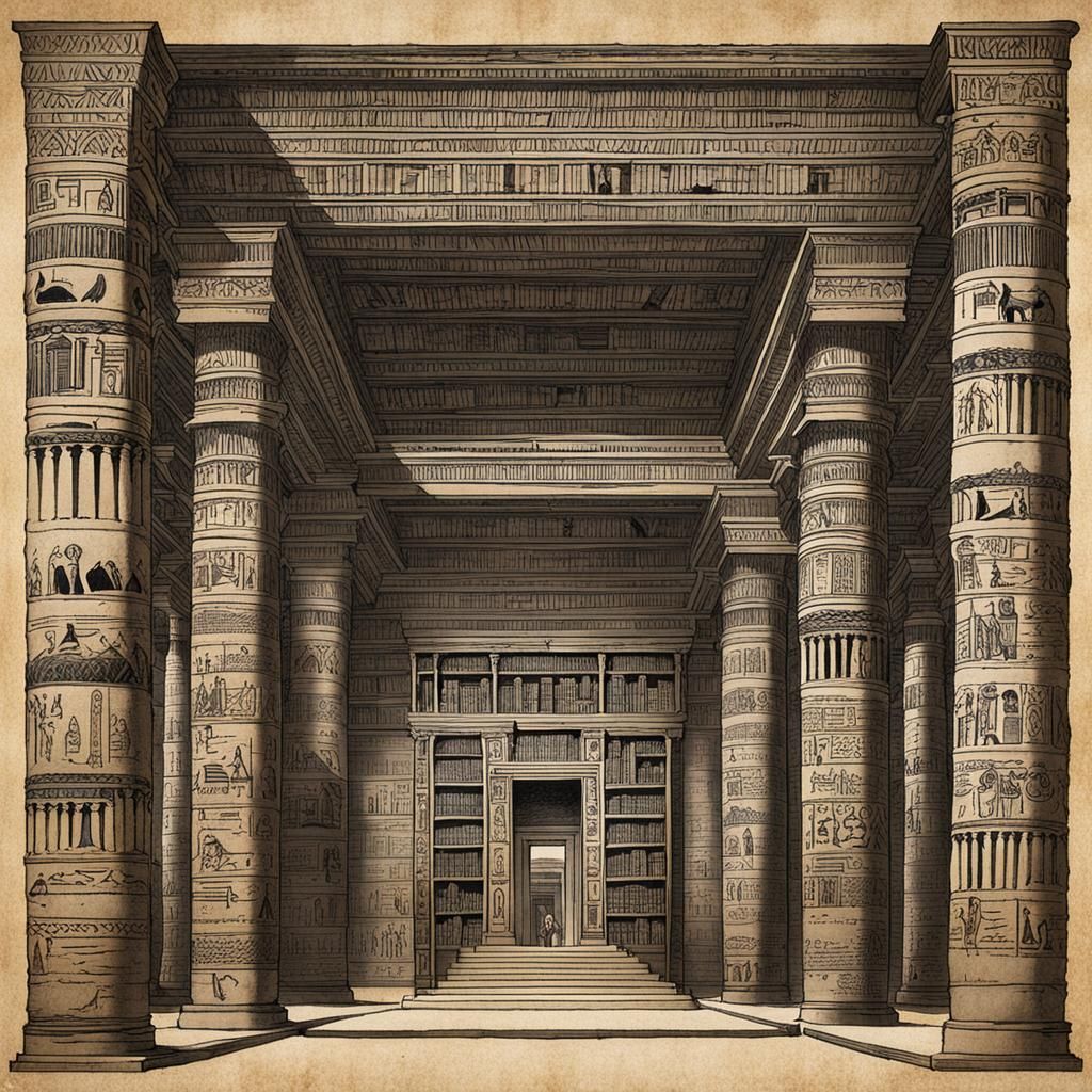 Ancient Egyptian Library Ink Poster