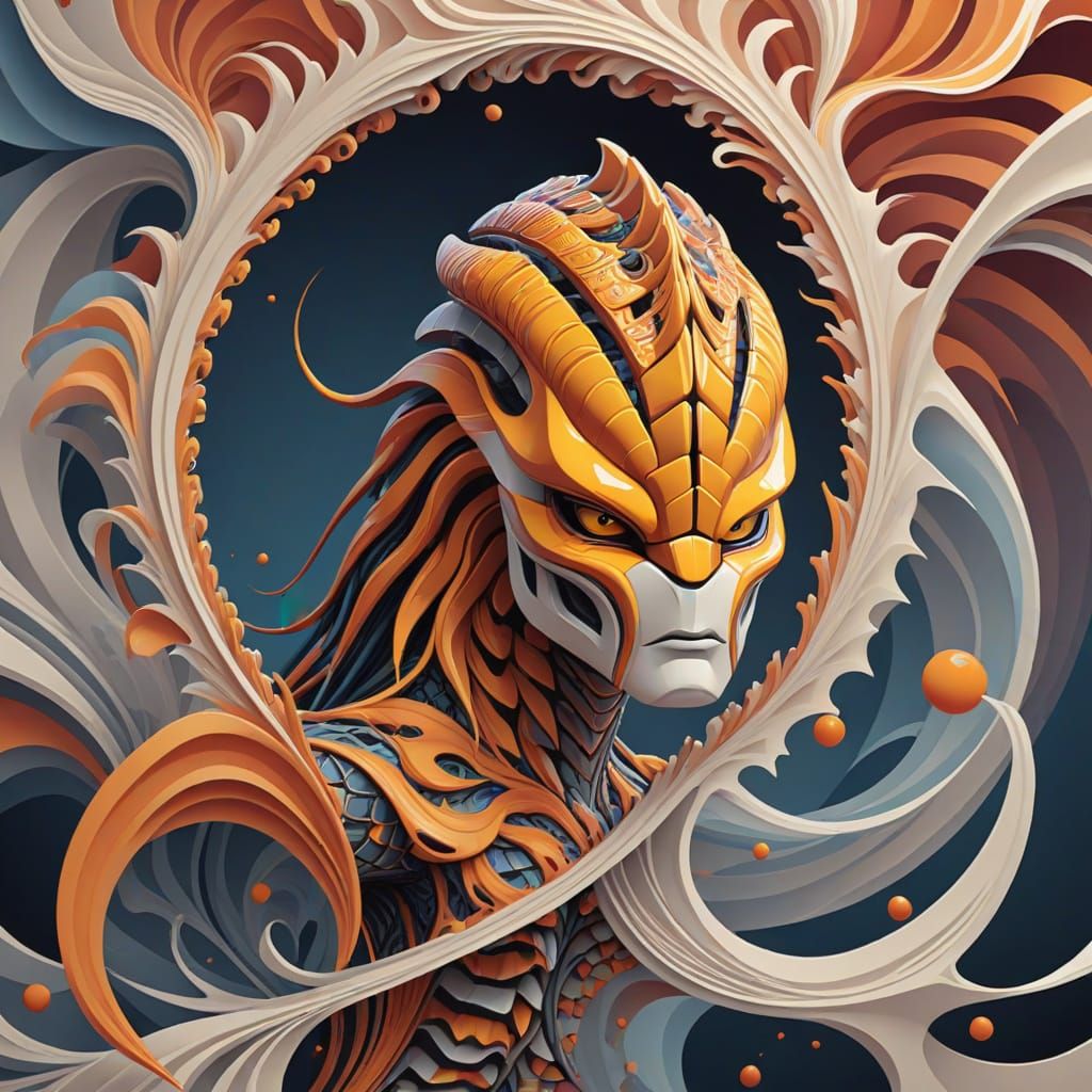 Abstract Predator Portrait with Zentangle Elements