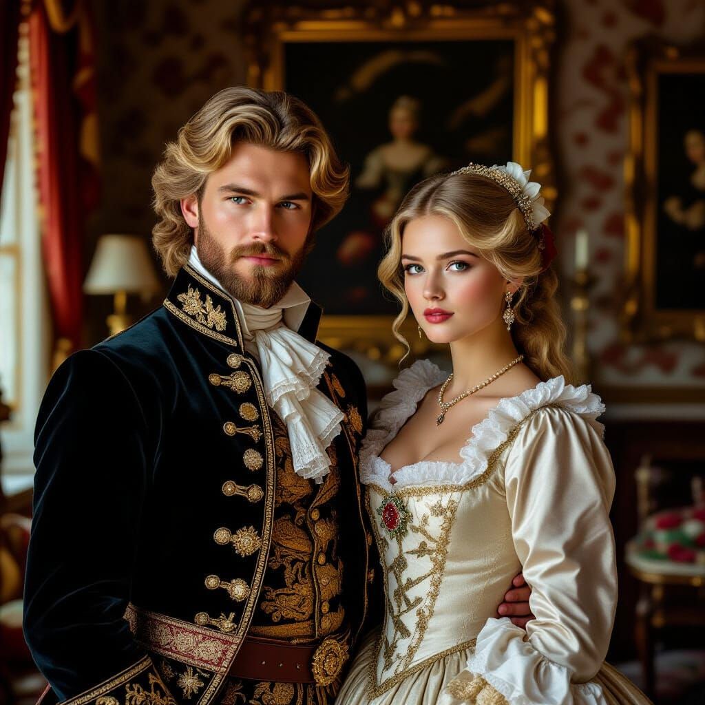 17th Century Russian Aristocrats in Opulent Attire