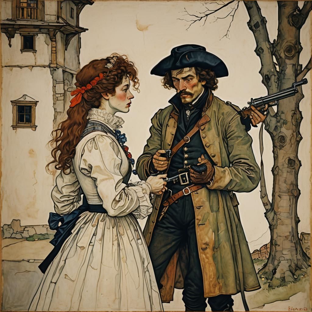 Musketeer Athos and Milady: An Expressionist Confrontation