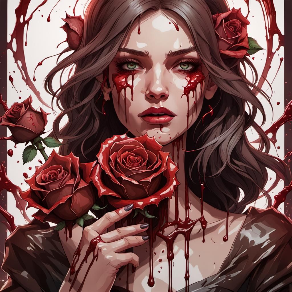 Dripping Chocolate Rose: Hyperrealistic Portrait