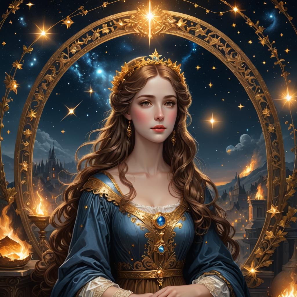 Mythical Hestia at Ancient Hearth, Baroque Style