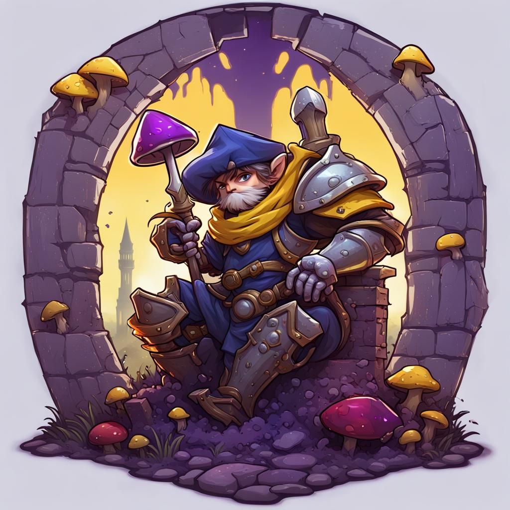 Mushroom Knight Mascot in Dark Fantasy Style