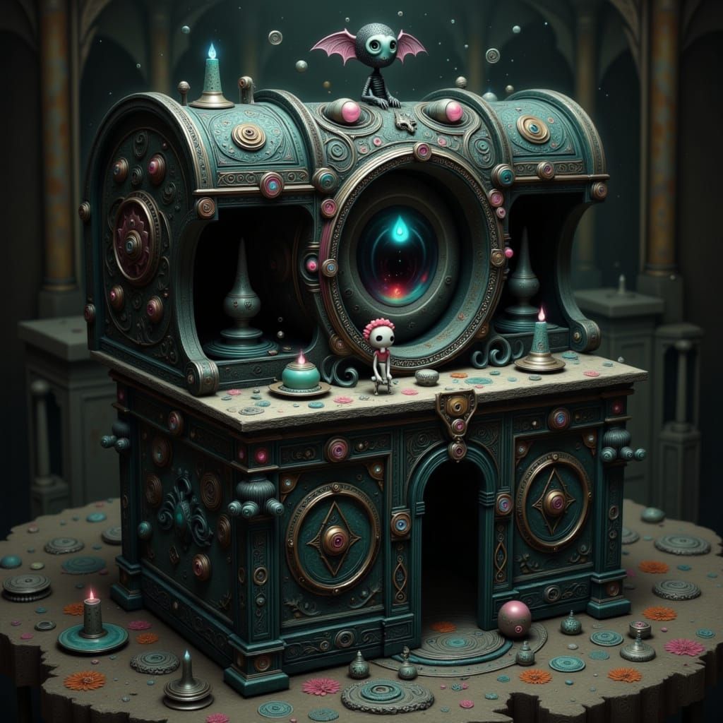 Haunted Antique Box with Eerie Carvings