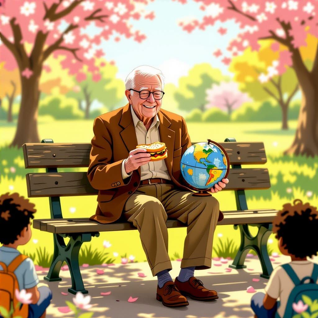 Jimmy Carter Sharing a Sandwich, Miyazaki-esque Style