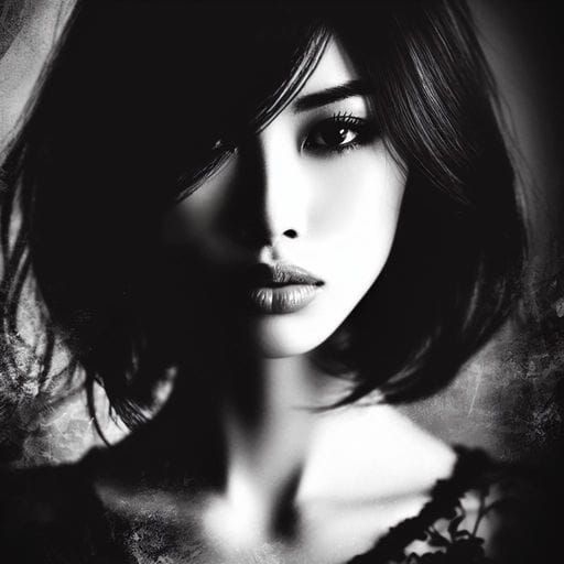 Gothic Beauty: Alluring Portrait in Ink Style