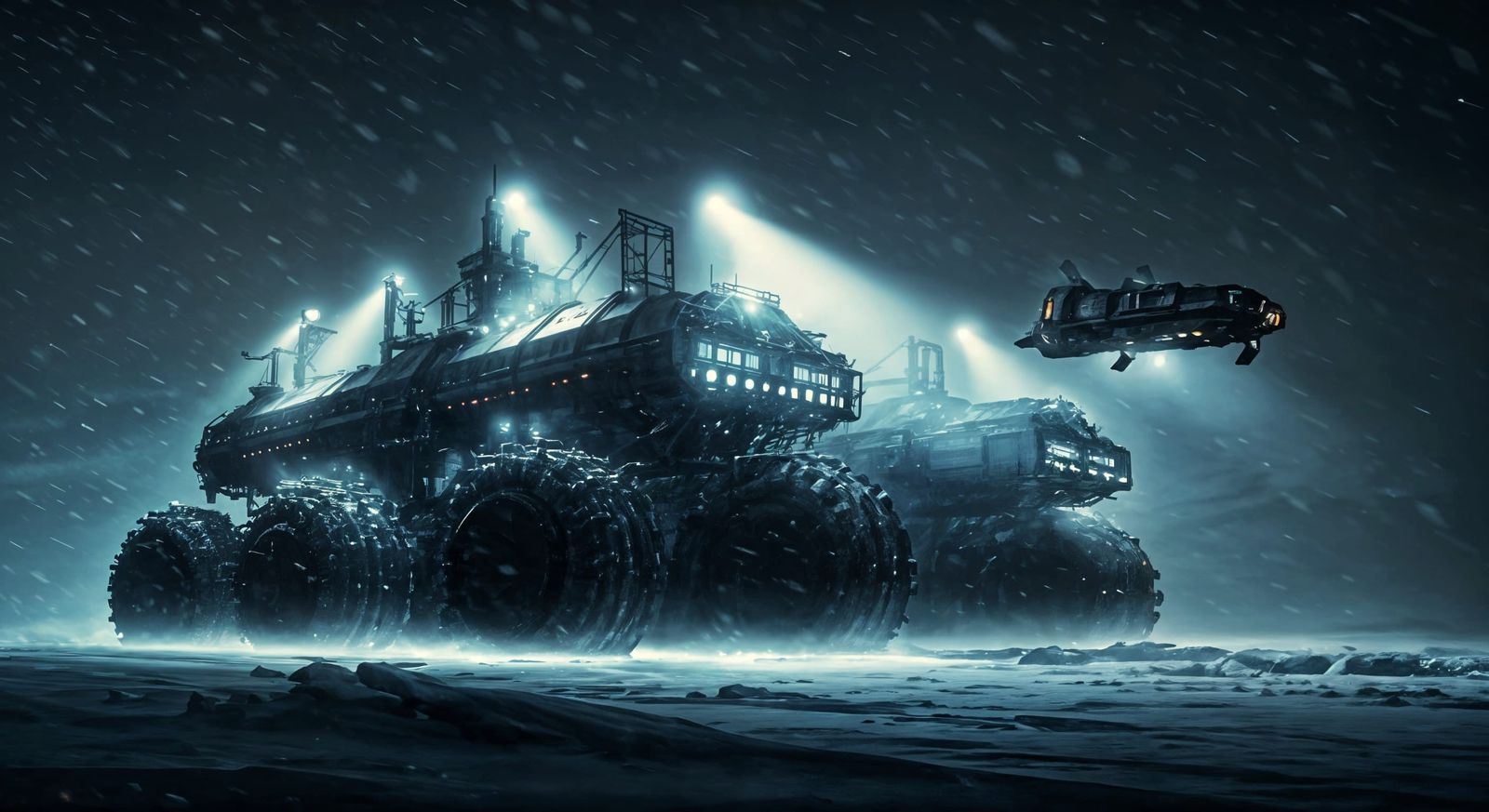 Harvester with its scout on Uranus