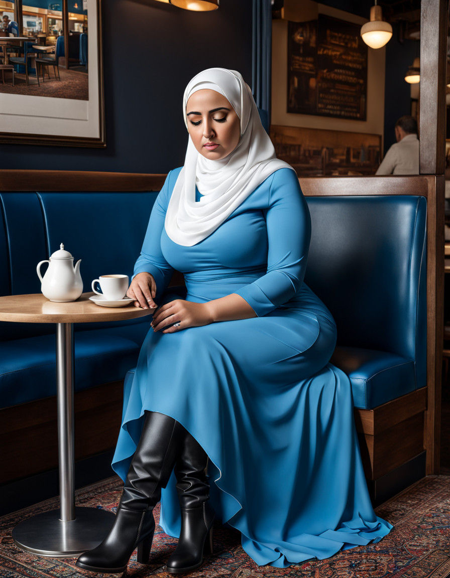 A Sorrowful Woman Reflects in a Cafe